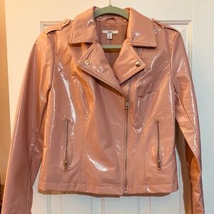 Vegan leather pink moto jacket